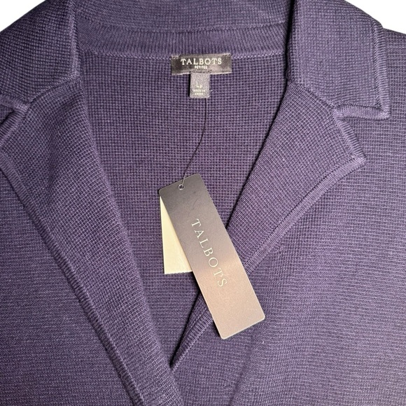 NWT Talbots NavyNautical Preppy Double Breasted Knit Sweater Blazer Large Petite - Picture 3 of 7